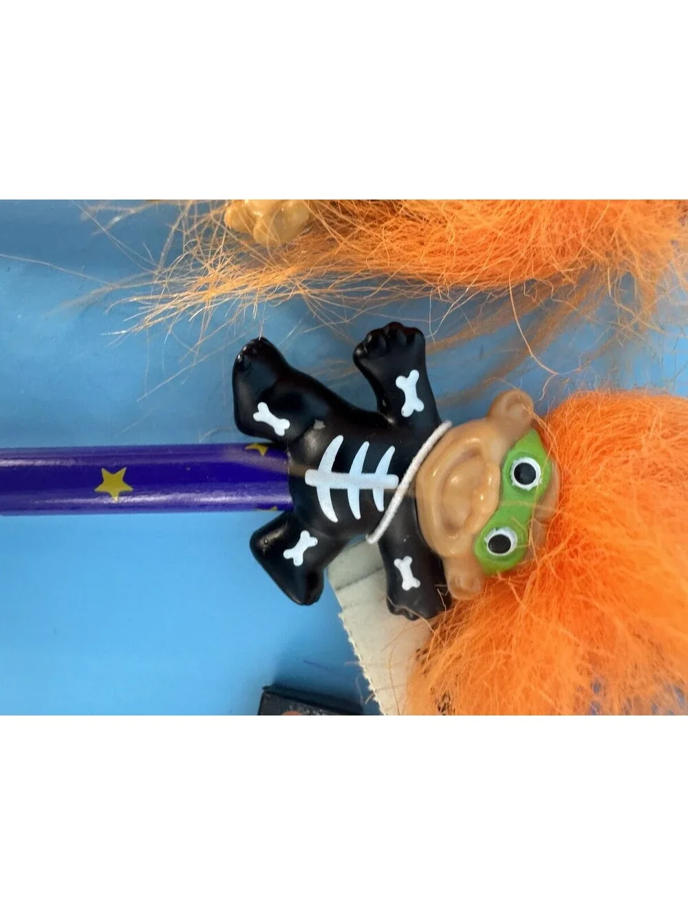 7 Vtg Troll Pencil Topper Pencil Good Luck Troll Happy Halloween New Old Stock